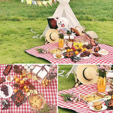 Large Picnic Blanket Premium Cashmere RED Rug Waterproof Mat Outdoor 200X200cm