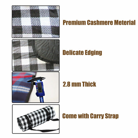 Large Picnic Blanket Premium Cashmere RED Rug Waterproof Mat Outdoor 200X200cm