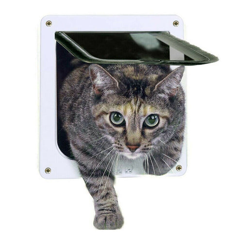 4-Way Lockable Pet Flap Door Screen White Large Size