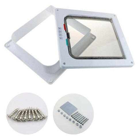 4-Way Lockable Pet Flap Door Screen White Large Size