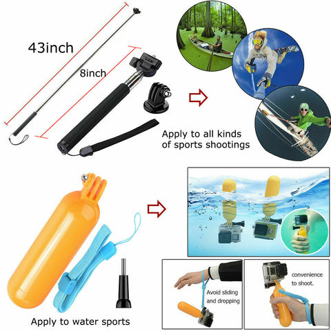 258pcs Accessories Pack Case Chest Head Floating Monopod GoPro Hero 7 6 5 4 3