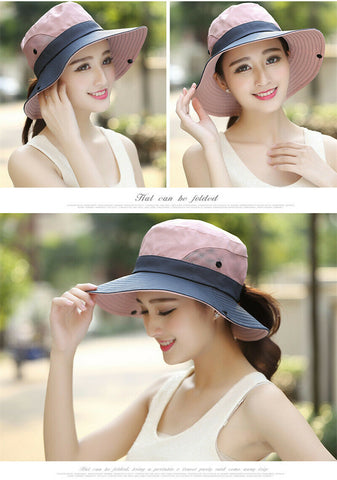 Summer Sun Protective Bucket Hat Fishing Hiking Travel Beach Big Wide Brim Cap