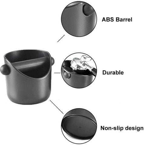 Coffee Waste Container Espresso Grinds Knock Box Tamper Tube Bin Black Bucket