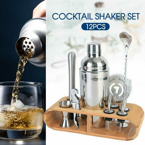 12Pcs Cocktail Shaker Set Mixer Martini Strainer Bartender Kit Spirits Maker Bar