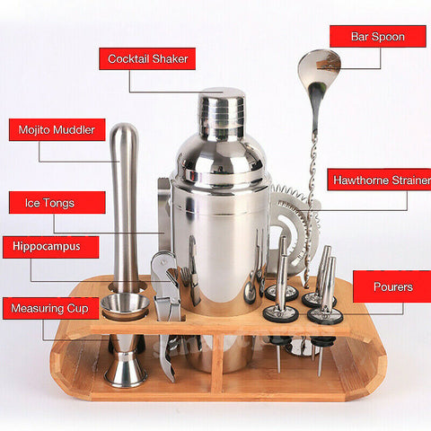 12Pcs Cocktail Shaker Set Mixer Martini Strainer Bartender Kit Spirits Maker Bar