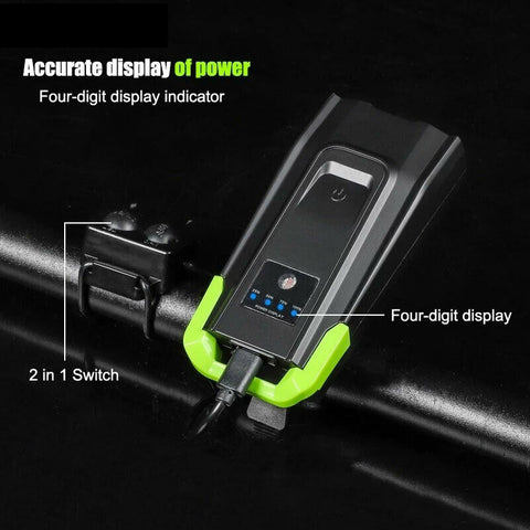 USB Rechargeable 15000LM Bicycle Bike Smart Front Light 2*T6 LED 6 Modes w/ Horn