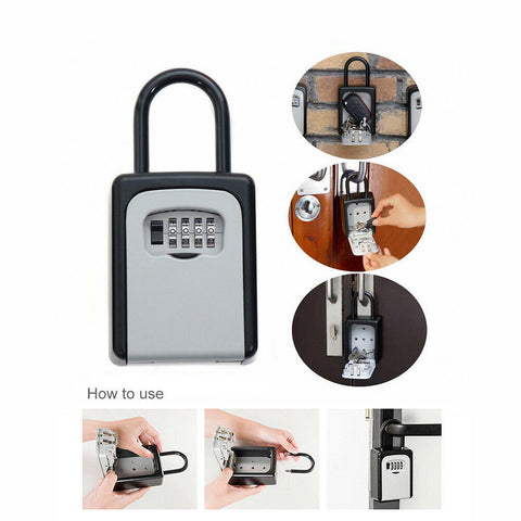 4-Digit Combination Lock Key Safe Padlock Security Home Outdoor