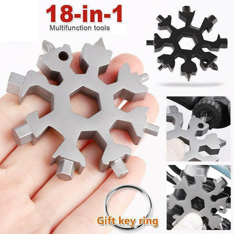 3Pcs 18 in 1 Stainless Multi-tool Snowflake Keychain