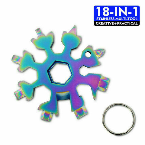 3Pcs 18 in 1 Stainless Multi-tool Snowflake Keychain
