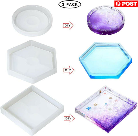 3X Multi Silicone Mold Coaster Making DIY Polymer Clay Resin Casting Craft Mould