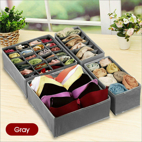 4 PCS/SET Foldable Storage Drawer Organizer Bra Underwear Closet Divider Kit