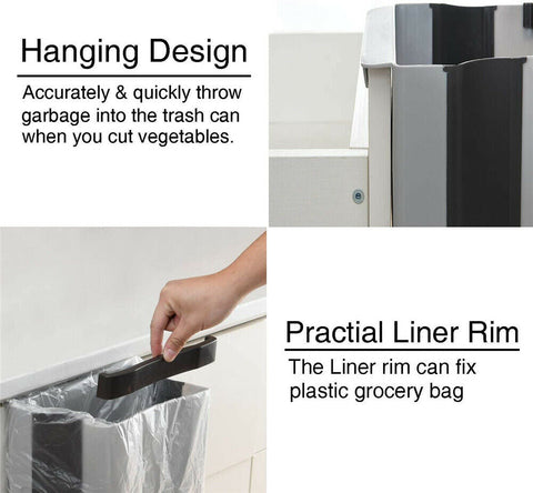 9L Hanging Bin Wall Mounted Folding Waste Bin Kitchen Dining Cabinet Trash Can
