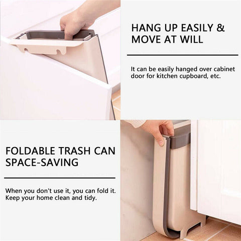 9L Hanging Bin Wall Mounted Folding Waste Bin Kitchen Dining Cabinet Trash Can