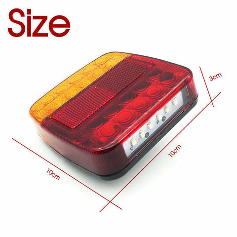 2x 20LED Square Trail Trailer Stop Light Indicator Lamp + Number Plate Light