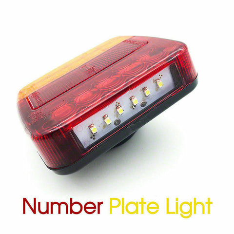 2x 20LED Square Trail Trailer Stop Light Indicator Lamp + Number Plate Light