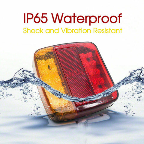 2x 20LED Square Trail Trailer Stop Light Indicator Lamp + Number Plate Light