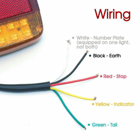 2x 20LED Square Trail Trailer Stop Light Indicator Lamp + Number Plate Light