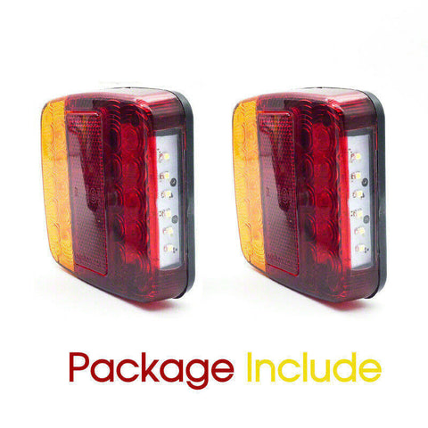 2x 20LED Square Trail Trailer Stop Light Indicator Lamp + Number Plate Light