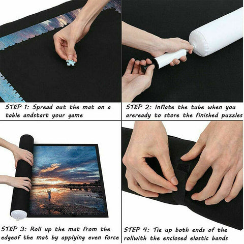 1500 PCS Jigsaw Puzzle Roll Mat Puzzle Storage Saver Pad Toys with Inflator Tool