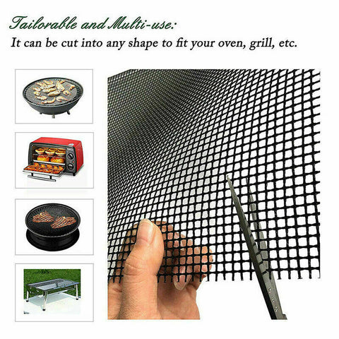 3x BBQ Grill Mesh Mat Non-Stick Barbecue Liner Sheet