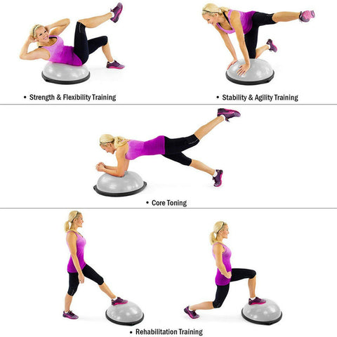Pilates Balance Yoga Gym Bosu Ball Training Exercise Fitness Ball w/ Pump&Band