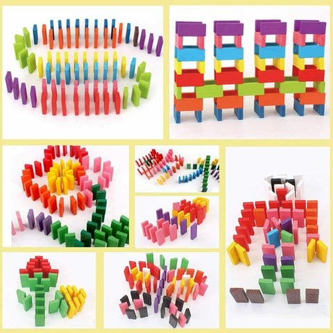 120/240/360/480 PCS Wooden Dominoes Block Tiles Bright Tumbling Knock Down Toys