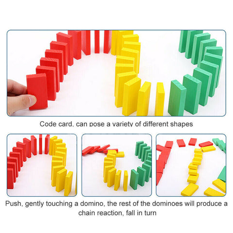 120/240/360/480 PCS Wooden Dominoes Block Tiles Bright Tumbling Knock Down Toys