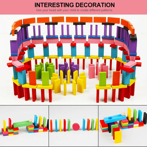 120/240/360/480 PCS Wooden Dominoes Block Tiles Bright Tumbling Knock Down Toys