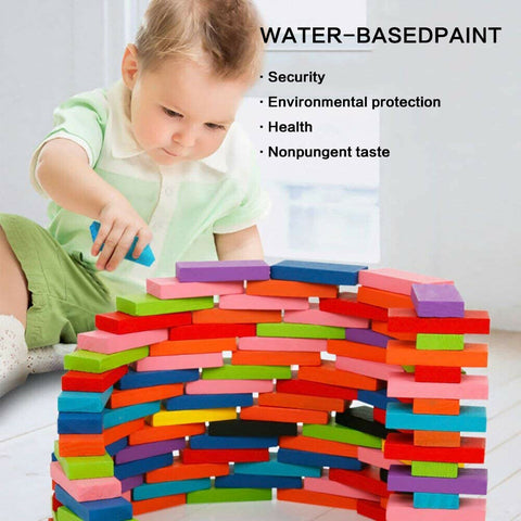 120/240/360/480 PCS Wooden Dominoes Block Tiles Bright Tumbling Knock Down Toys