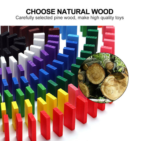 120/240/360/480 PCS Wooden Dominoes Block Tiles Bright Tumbling Knock Down Toys