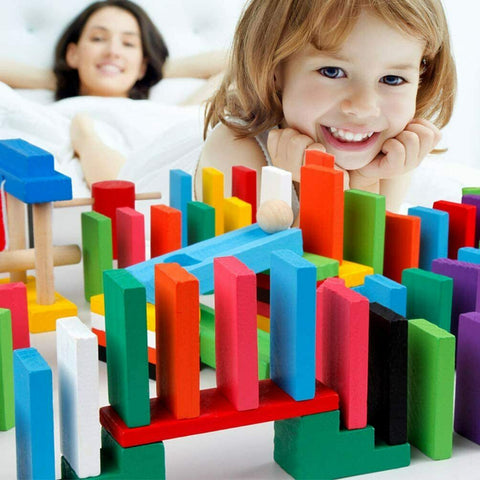 120/240/360/480 PCS Wooden Dominoes Block Tiles Bright Tumbling Knock Down Toys