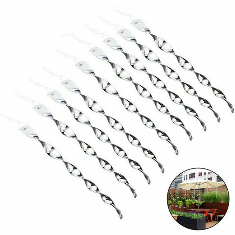 12 pcs Bird Repellent Wind Twisting Scare Rods Reflective Spiral 30cm Long