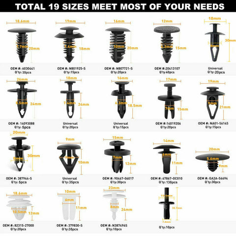 Car Plastic Clips Bumper Fender Trim Mixed Rivet Door Panel Fasteners 550Pcs Kit