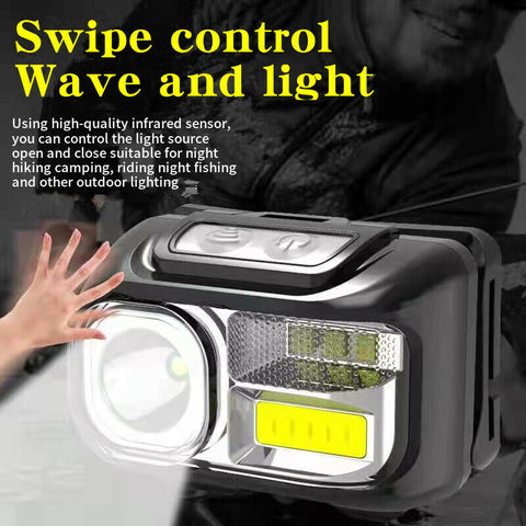 Headlamp 5 Modes Head Light COB LED Headlight Torch Outdoor Flashlight USB