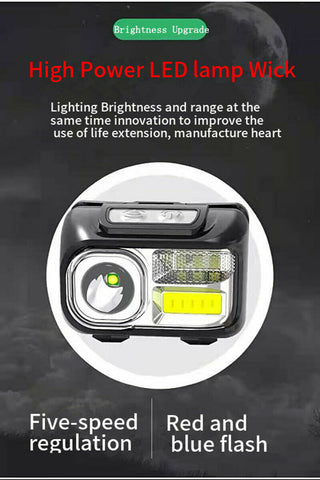 Headlamp 5 Modes Head Light COB LED Headlight Torch Outdoor Flashlight USB
