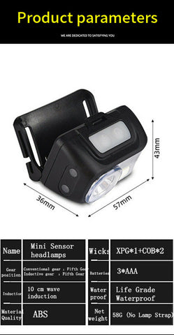 Headlamp 5 Modes Head Light COB LED Headlight Torch Outdoor Flashlight USB