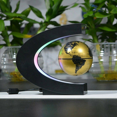C Shape LED World Map Decoration Magnetic Levitation Floating Globe Light