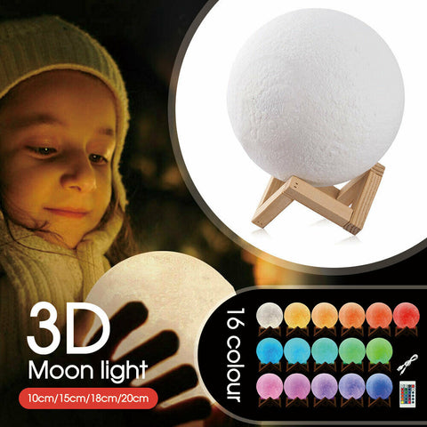 Dimmable 3D Magical Moon Lamp USB LED Night Light Moonlight Touch Sensor Lamp