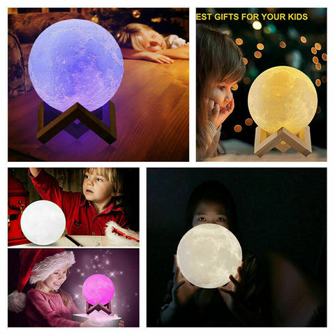 Dimmable 3D Magical Moon Lamp USB LED Night Light Moonlight Touch Sensor Lamp