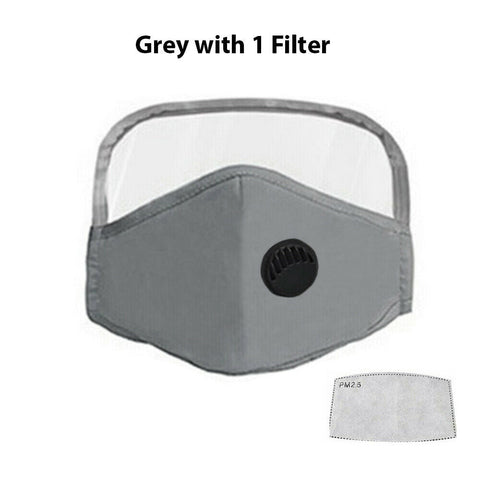 Filters Face Mask Reusable Eye Shield Washable Anti Air Pollution Adult Unisex