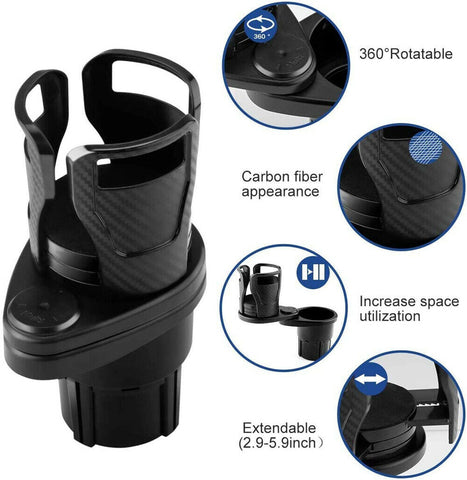 Adjustable 2in1 Car Seat Cup Holder Water Bottle Drink Coffee Cleanse Storage