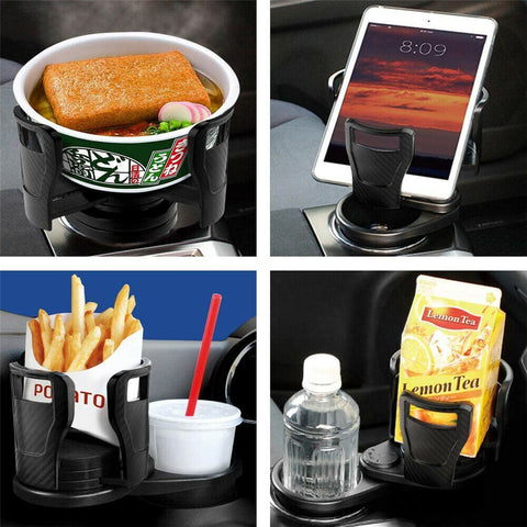 Adjustable 2in1 Car Seat Cup Holder Water Bottle Drink Coffee Cleanse Storage