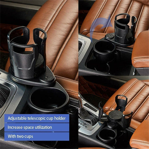 Adjustable 2in1 Car Seat Cup Holder Water Bottle Drink Coffee Cleanse Storage