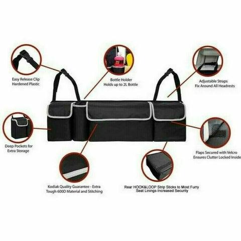 Car Boot Organiser Large Storage Bag Pocket Back Seat Hanger Travel Hanging