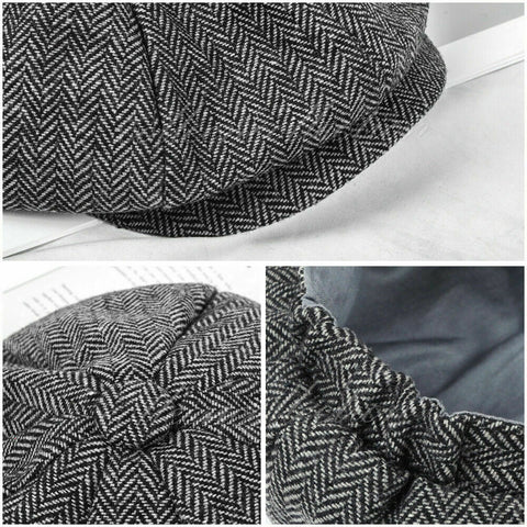 Mens 8 Panels Newsboy Flat Cap Peaky Blinders Baker Boy Golf Driving Beret Hat