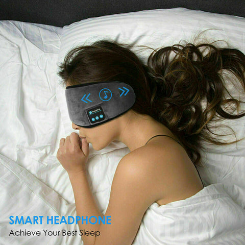 Wireless Bluetooth 5.0 Stereo Eye Mask Headphones Earphone Sleep Music Mask PB