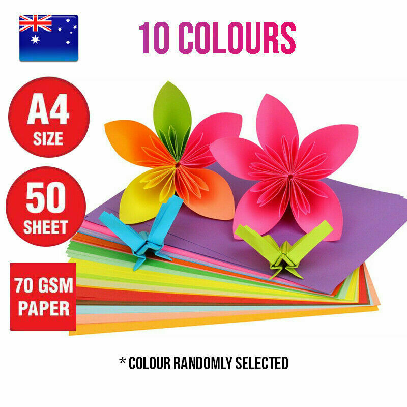 50 Sheets 70gsm A4 Coloured Paper DIY Craft Paper Making Cardstock Premium