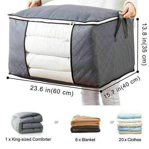 3x Large Clothes Quilt Blanket Storage Bag Fabric Home Organizer Zipper Box Bags