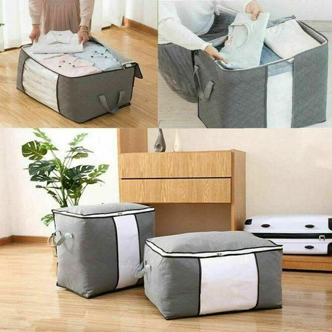 3x Large Clothes Quilt Blanket Storage Bag Fabric Home Organizer Zipper Box Bags