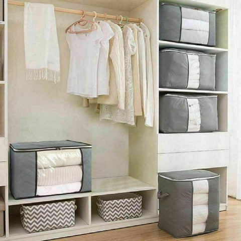 3x Large Clothes Quilt Blanket Storage Bag Fabric Home Organizer Zipper Box Bags